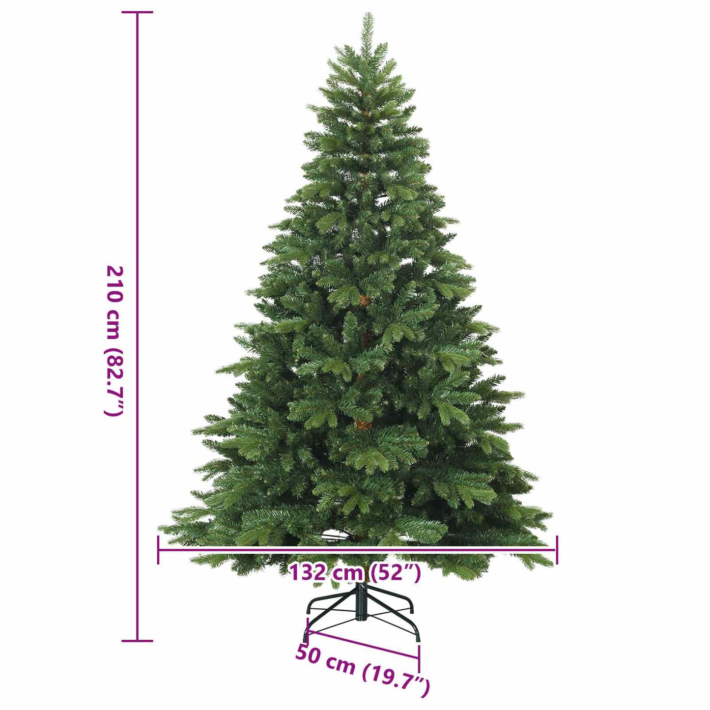 Artificial Hinged Christmas Tree Green 210 cm PVC, PE and steel