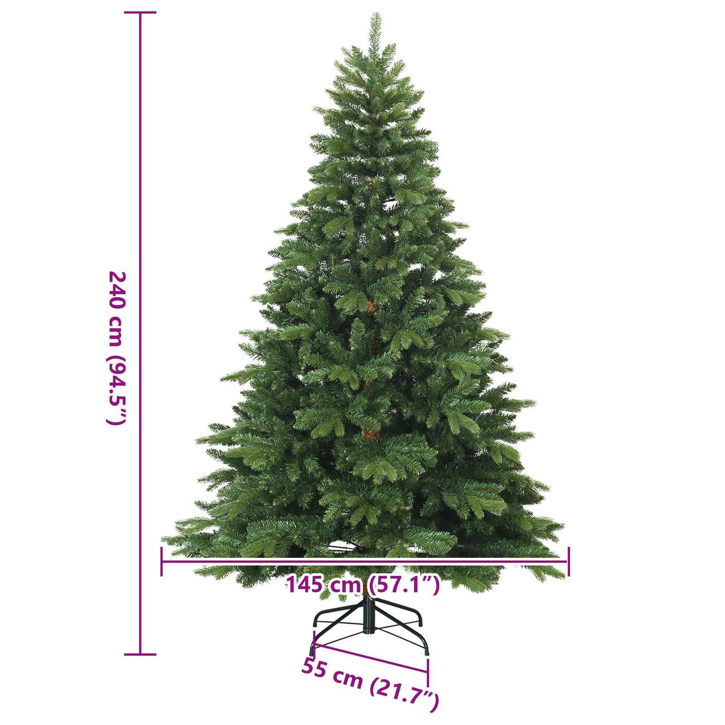 Artificial Hinged Christmas Tree Green 240 cm PVC, PE and steel