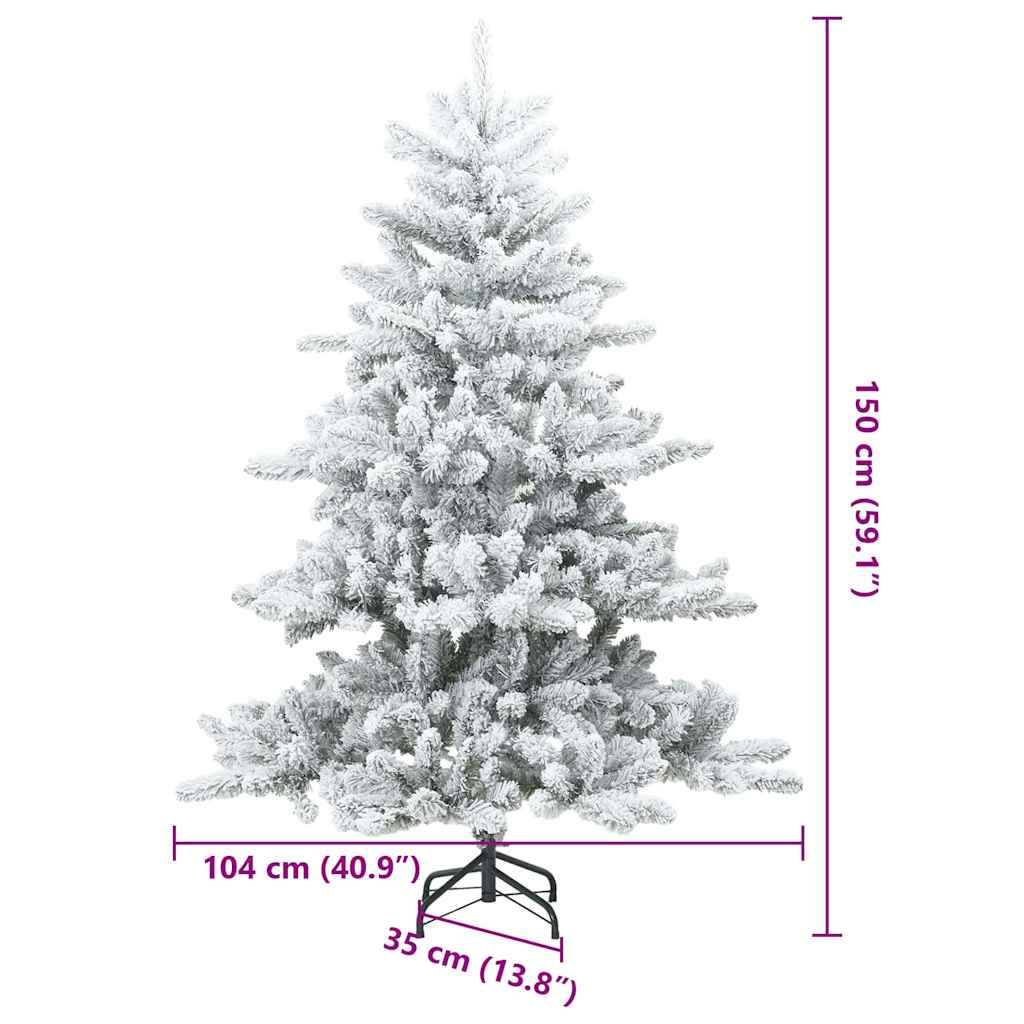 Artificial Hinged Christmas Tree Snow Flocked White 150 cm