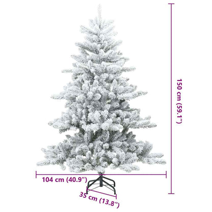 Artificial Hinged Christmas Tree Snow Flocked White 150 cm
