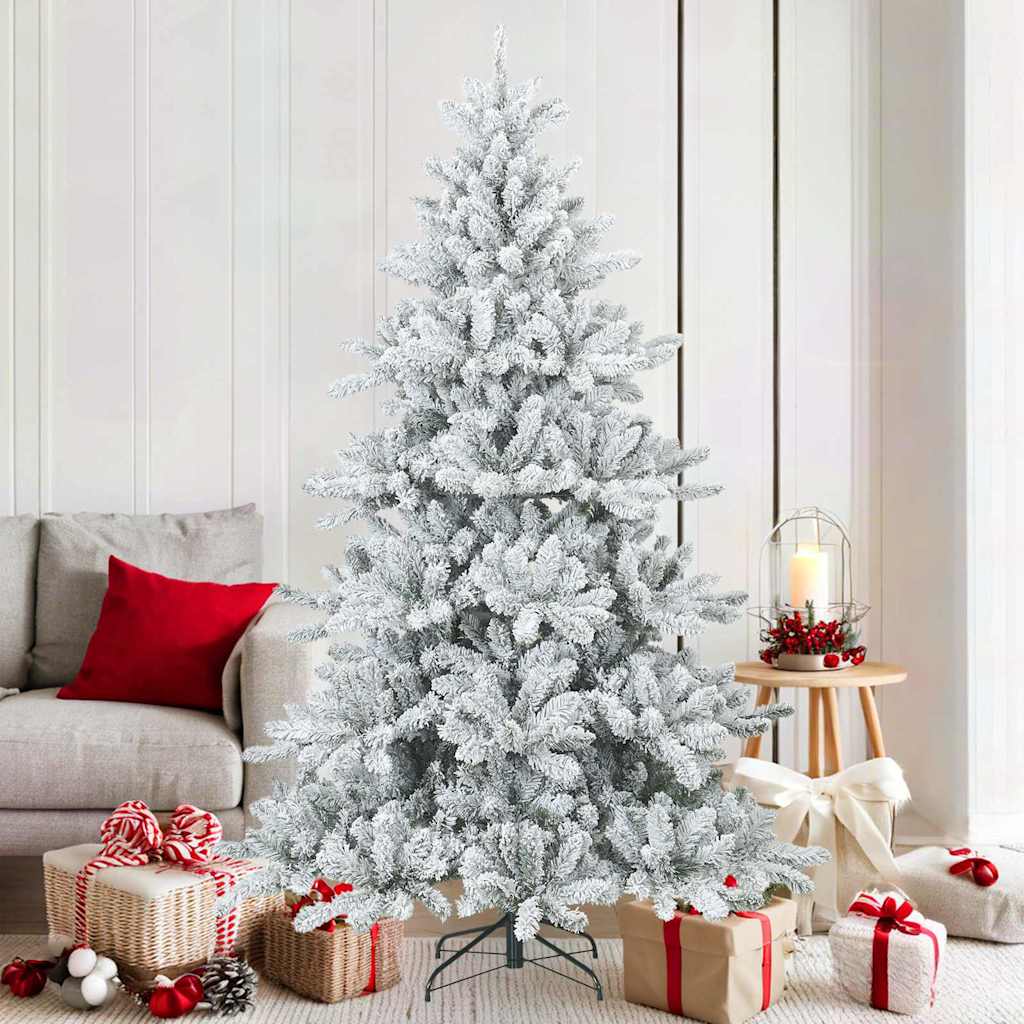 Artificial Hinged Christmas Tree Snow Flocked White 180 cm