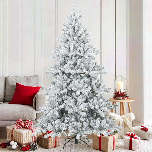 Artificial Hinged Christmas Tree Snow Flocked White 180 cm