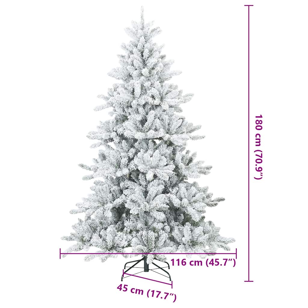 Artificial Hinged Christmas Tree Snow Flocked White 180 cm