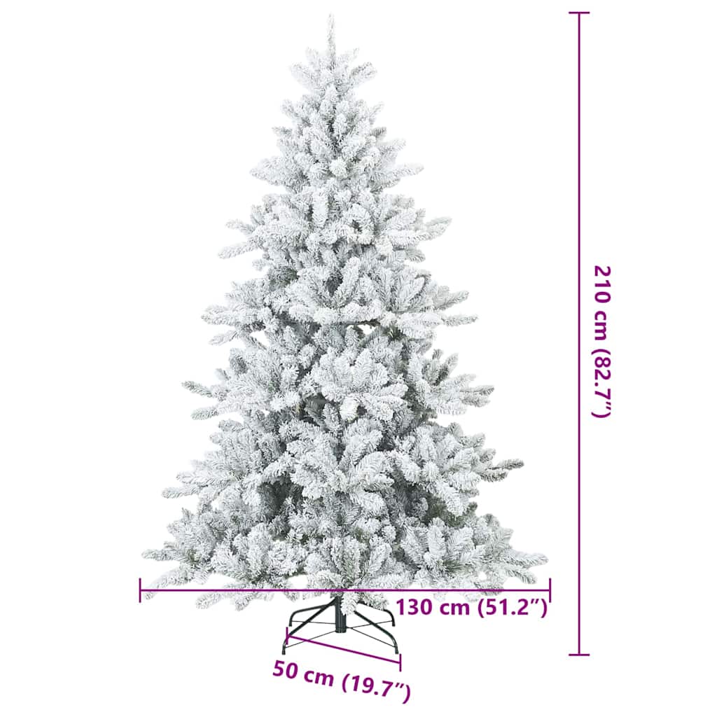 Artificial Hinged Christmas Tree Snow Flocked White 210 cm