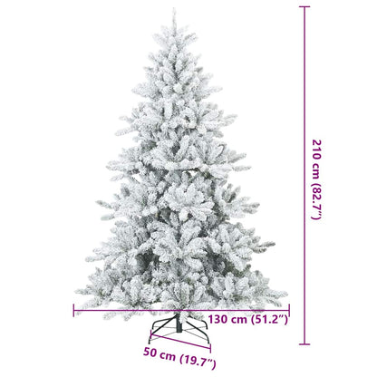 Artificial Hinged Christmas Tree Snow Flocked White 210 cm