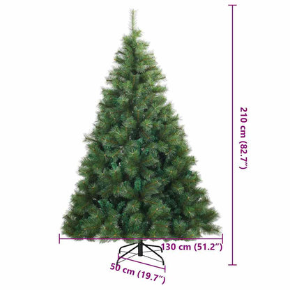 Artificial Hinged Christmas Tree Green 210 cm PVC, steel