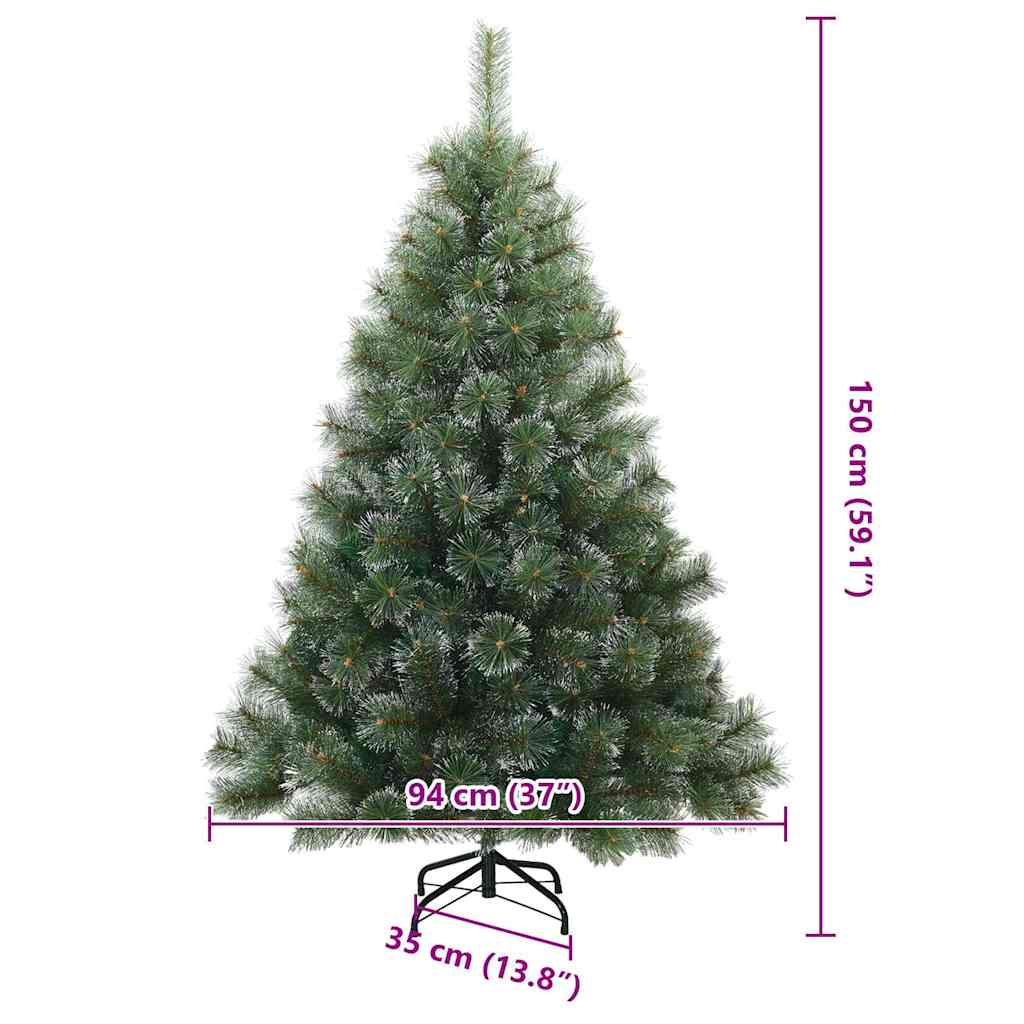 Artificial Hinged Christmas Tree Snow Flocked Green 150 cm
