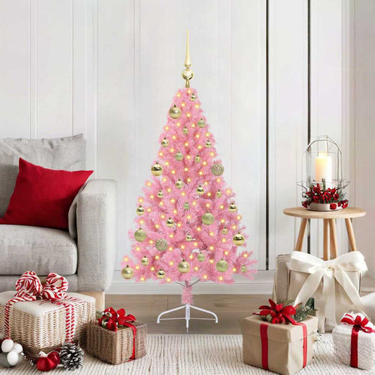 Artificial Pre-lit Christmas Tree Pink 120 cm PVC