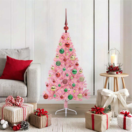 Artificial Pre-lit Christmas Tree Pink 120 cm PVC