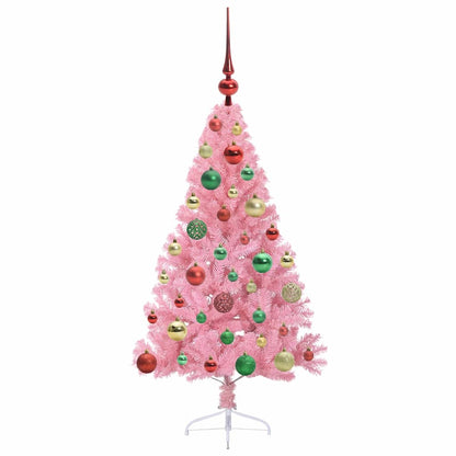 Artificial Pre-lit Christmas Tree Pink 120 cm PVC