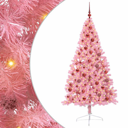 Artificial Pre-lit Christmas Tree Pink 180 cm PVC
