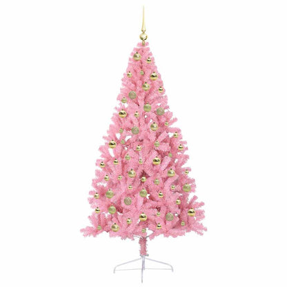 Artificial Pre-lit Christmas Tree Pink 180 cm PVC