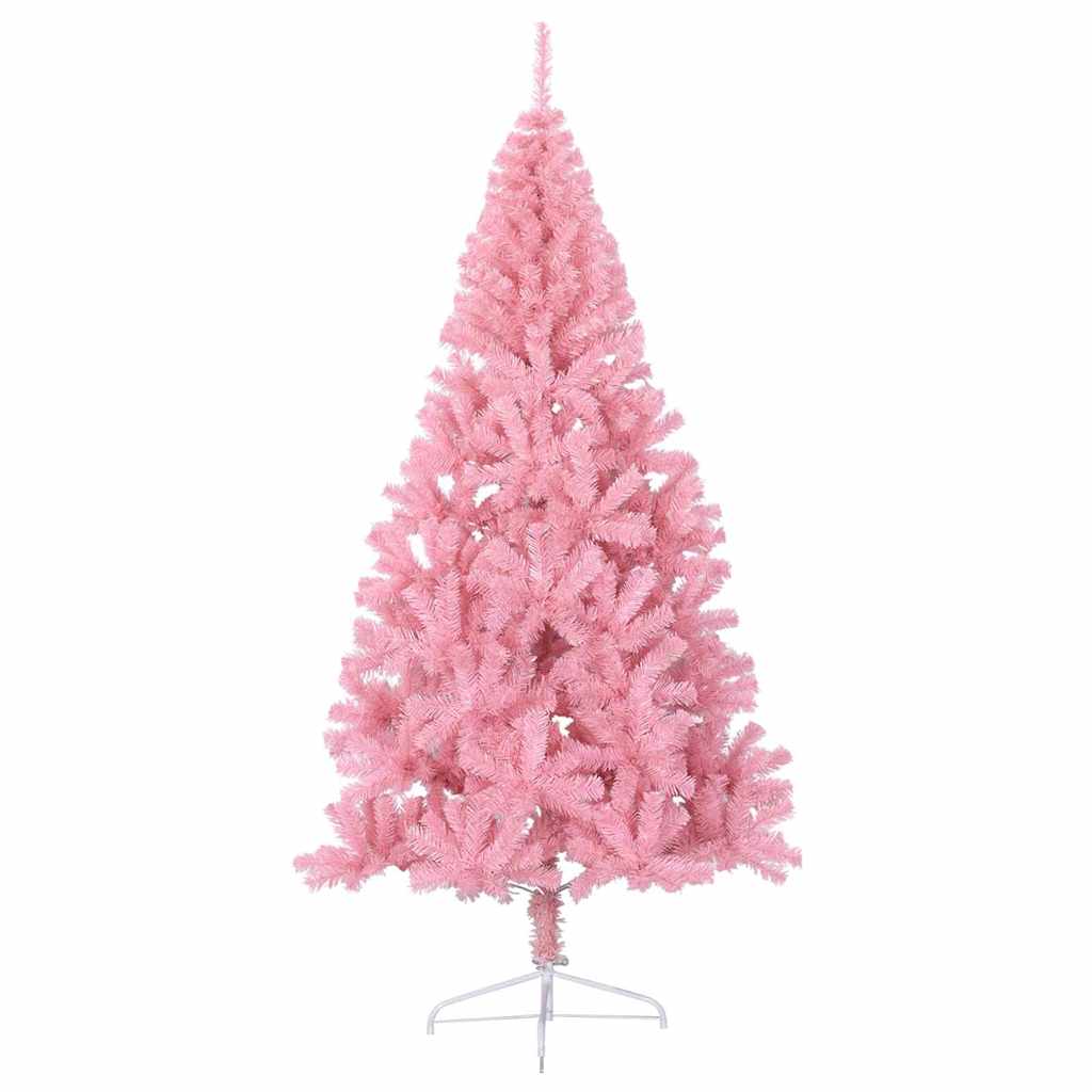 Artificial Pre-lit Christmas Tree Pink 180 cm PVC