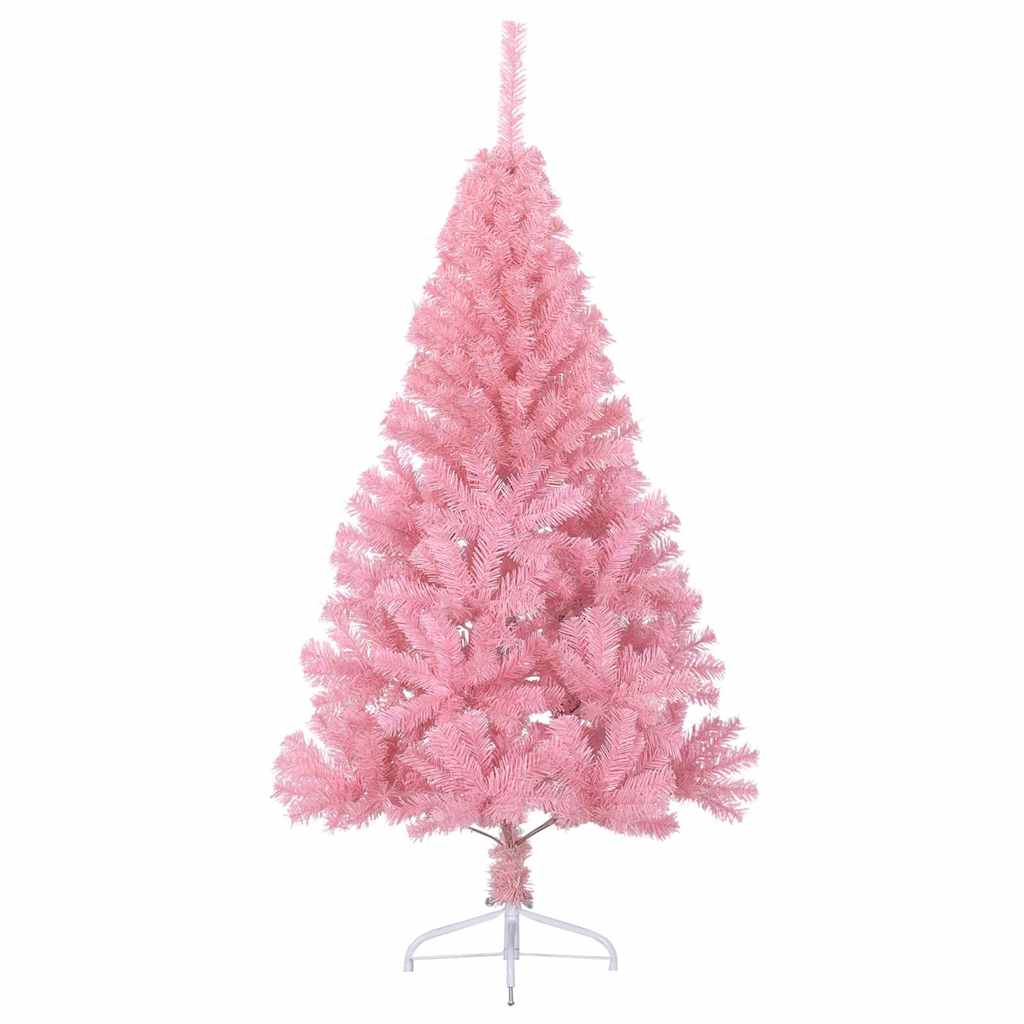 Artificial Pre-lit Christmas Tree with 300 LEDs Pink 210 cm PVC