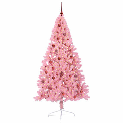 Artificial Pre-lit Christmas Tree Pink 210 cm PVC