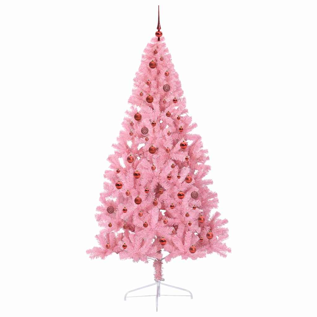 Artificial Pre-lit Christmas Tree Pink 210 cm PVC