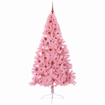 Artificial Pre-lit Christmas Tree Pink 210 cm PVC
