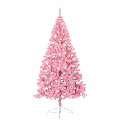 Artificial Pre-lit Christmas Tree with 300 LEDs Pink 210 cm PVC