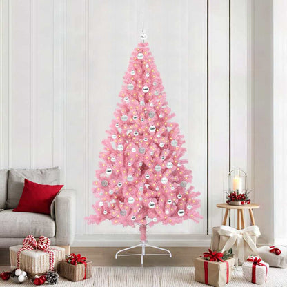 Artificial Pre-lit Christmas Tree Pink 210 cm PVC