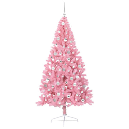 Artificial Pre-lit Christmas Tree Pink 210 cm PVC