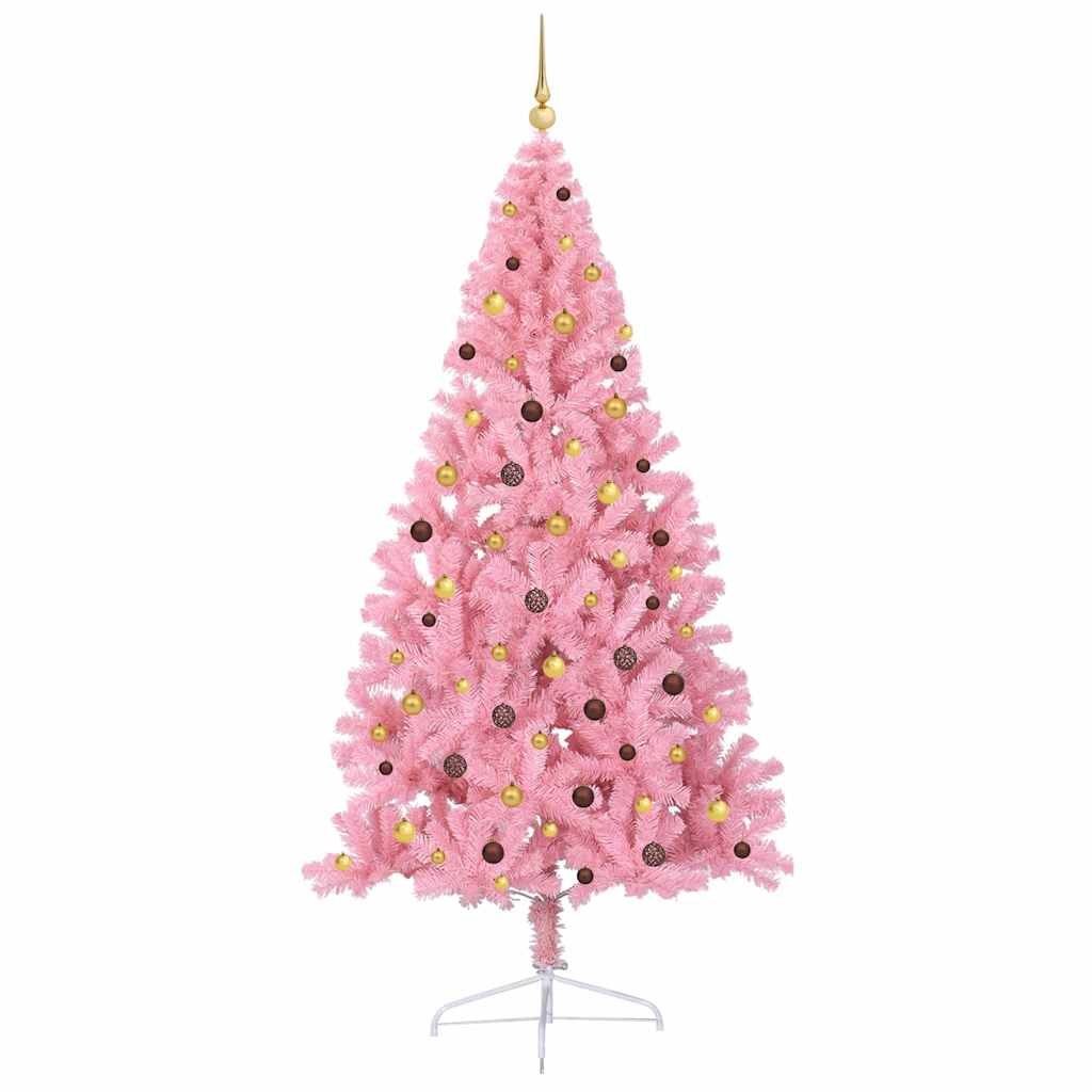 Artificial Pre-lit Christmas Tree with 300 LEDs Pink 240 cm PVC