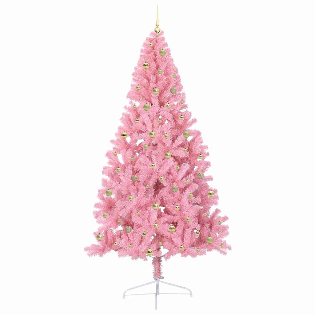 Artificial Pre-lit Christmas Tree Pink 240 cm PVC