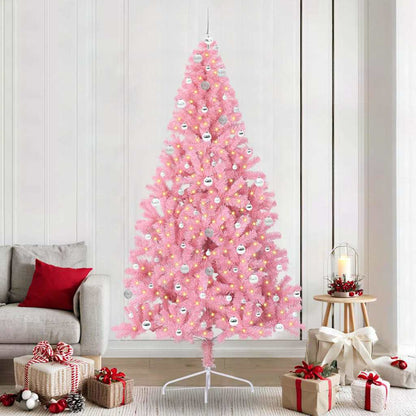 Artificial Pre-lit Christmas Tree Pink 240 cm PVC