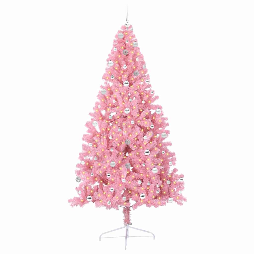 Artificial Pre-lit Christmas Tree Pink 240 cm PVC