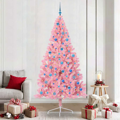 Artificial Pre-lit Christmas Tree with 300 LEDs Pink 240 cm PVC