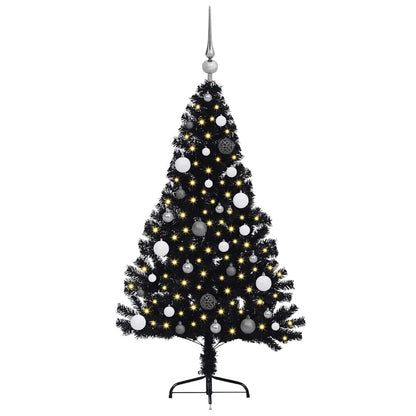 Artificial Pre-lit Christmas Tree Black 150 cm PVC