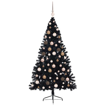 Artificial Pre-lit Christmas Tree Black 180 cm PVC