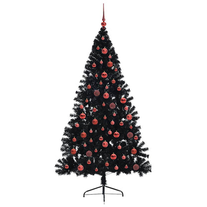 Artificial Pre-lit Christmas Tree Black 180 cm PVC