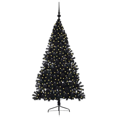Artificial Pre-lit Christmas Tree Black 180 cm PVC