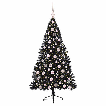 Artificial Pre-lit Christmas Tree Black 180 cm PVC