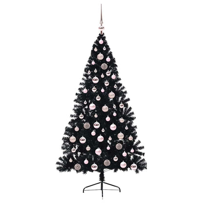 Artificial Pre-lit Christmas Tree Black 180 cm PVC