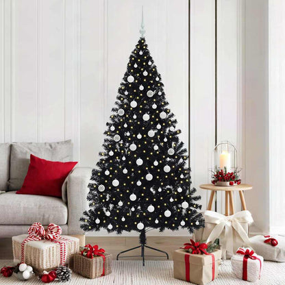 Artificial Pre-lit Christmas Tree Black 180 cm PVC