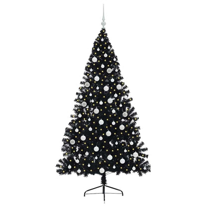 Artificial Pre-lit Christmas Tree Black 180 cm PVC