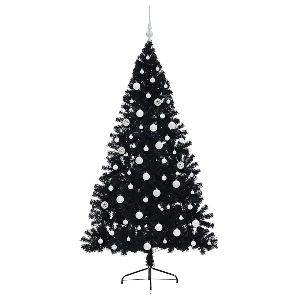 Artificial Pre-lit Christmas Tree Black 180 cm PVC