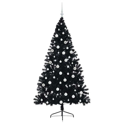 Artificial Pre-lit Christmas Tree Black 180 cm PVC