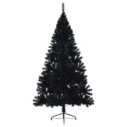 Artificial Pre-lit Christmas Tree Black 180 cm PVC
