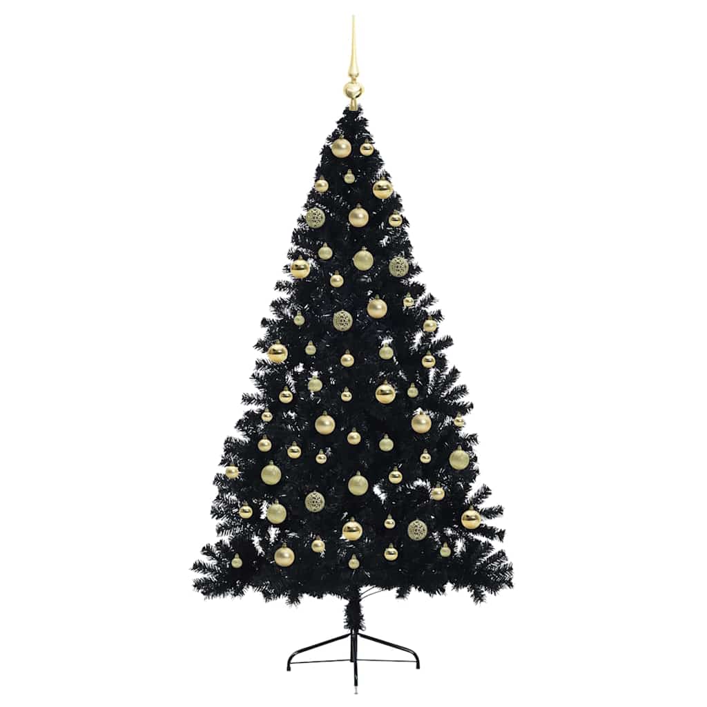 Artificial Pre-lit Christmas Tree Black 180 cm PVC