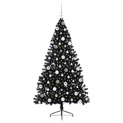 Artificial Pre-lit Christmas Tree Black 180 cm PVC