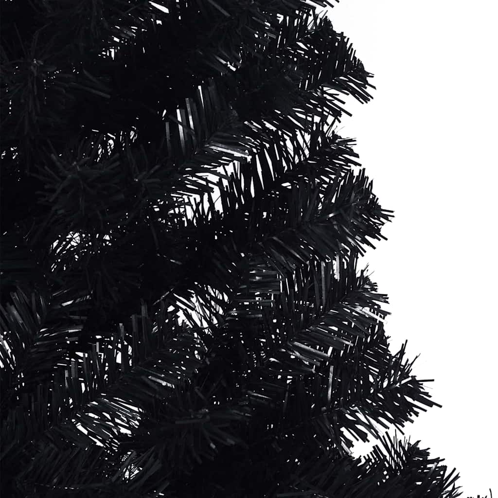 Artificial Pre-lit Christmas Tree Black 180 cm PVC
