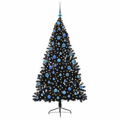 Artificial Pre-lit Christmas Tree Black 180 cm PVC