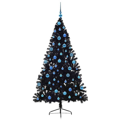 Artificial Pre-lit Christmas Tree Black 180 cm PVC