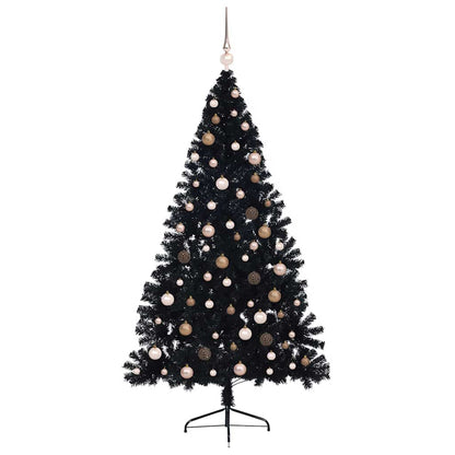 Artificial Pre-lit Christmas Tree Black 210 cm PVC