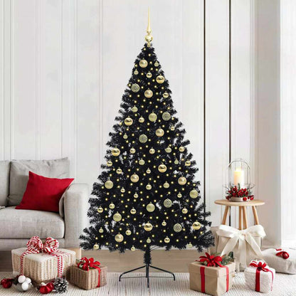 Artificial Pre-lit Christmas Tree Black 210 cm PVC
