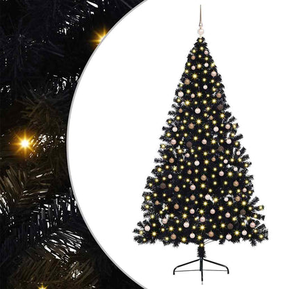 Artificial Pre-lit Christmas Tree Black 240 cm PVC