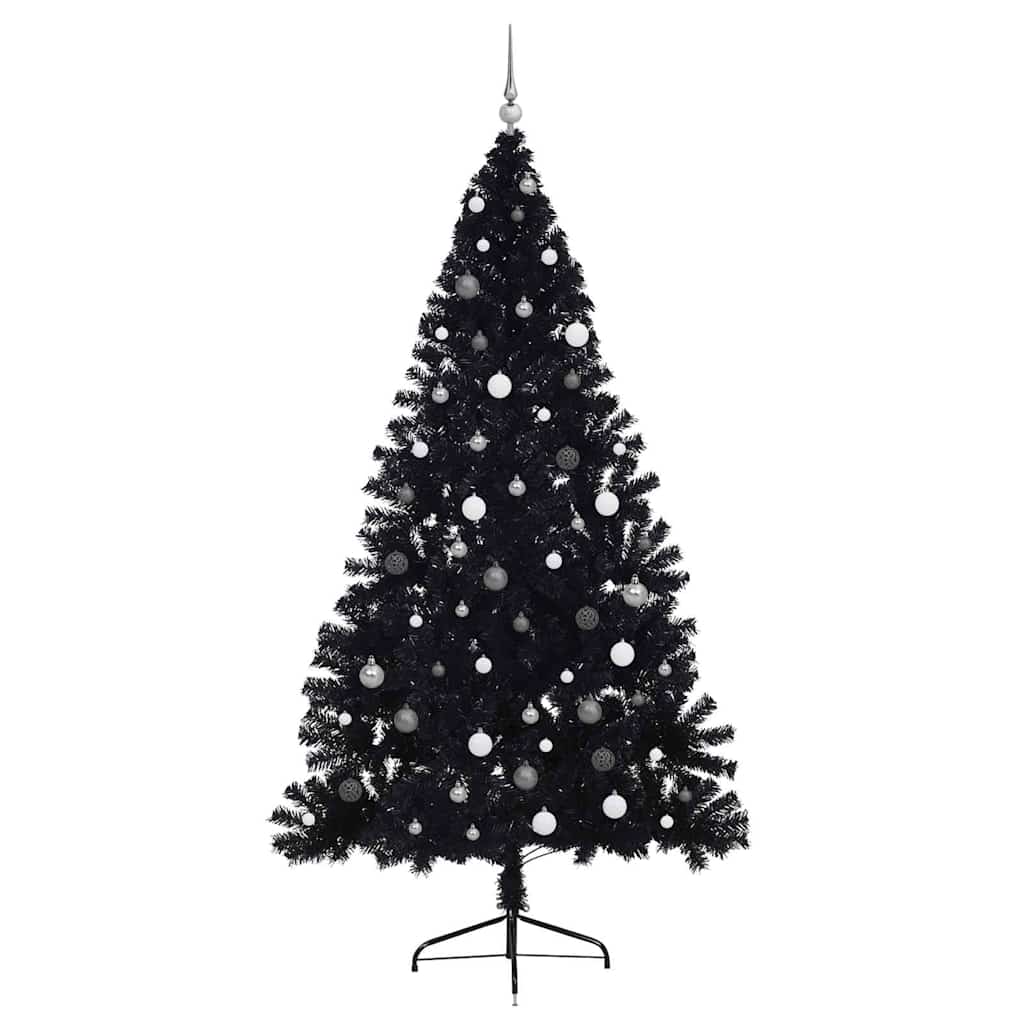 Artificial Pre-lit Christmas Tree Black 240 cm PVC