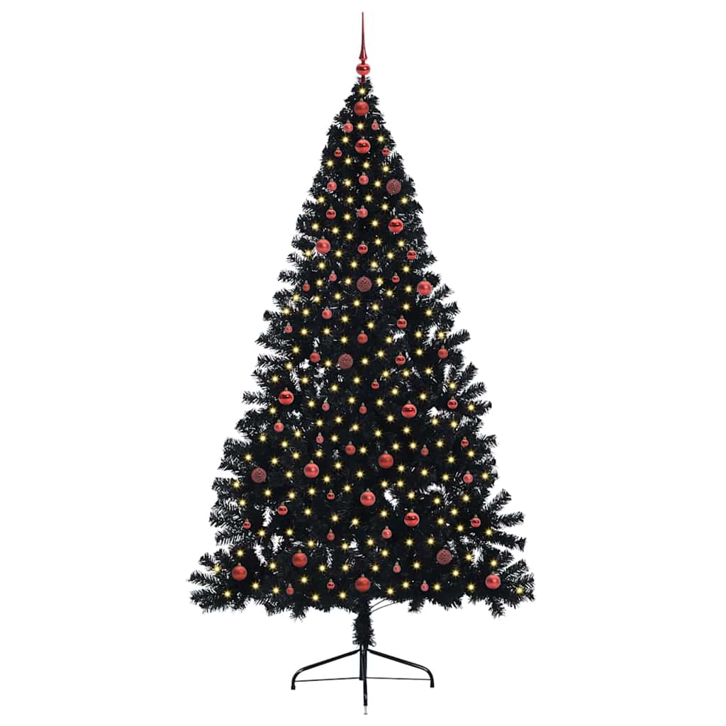 Artificial Pre-lit Christmas Tree Black 240 cm PVC